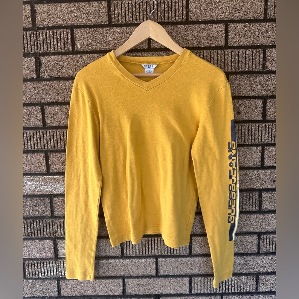 Guess Jeans Vintage 90’s Y2K Mustard Yellow Long Sleeve Girls XL